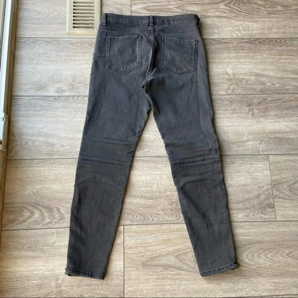 Zara  Black Rock Denim Biker Moto Skinny Jeans - Picture 6 of 16